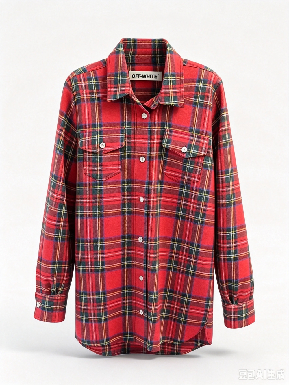 Off-White Red Plaid Button-Up Shirt